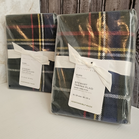 Pottery Barn Stewart Plaid Cotton Euro Shams - Picture 6 of 6
